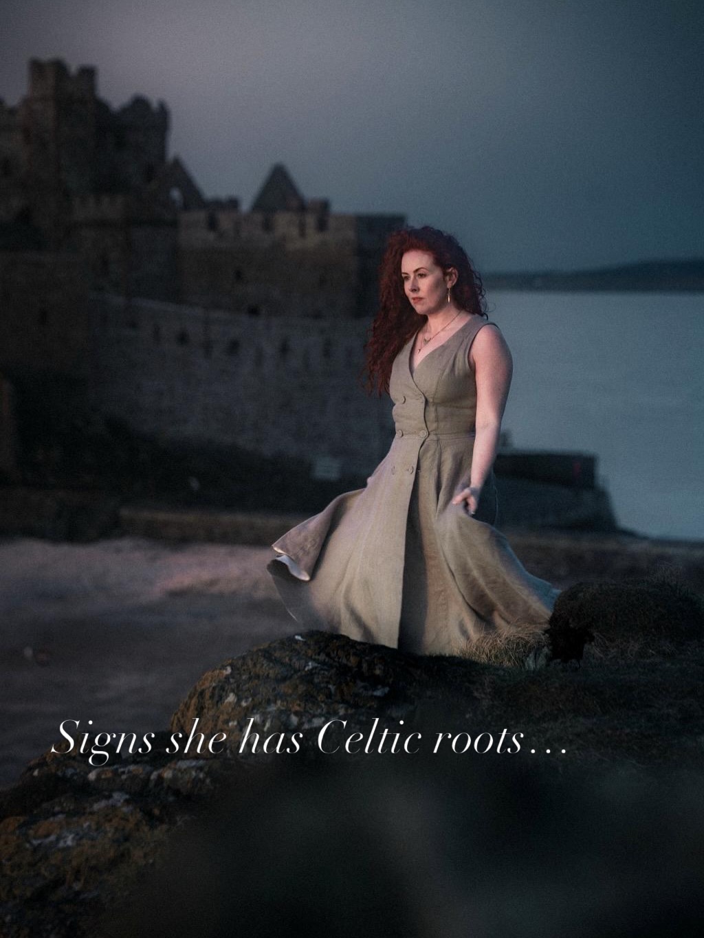 Signs she has Celtic roots — Peel Castle